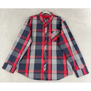Red Bull Distribution Company Shirt Mens 1XL Red Plaid‎ Snap Button Long Sleeve
